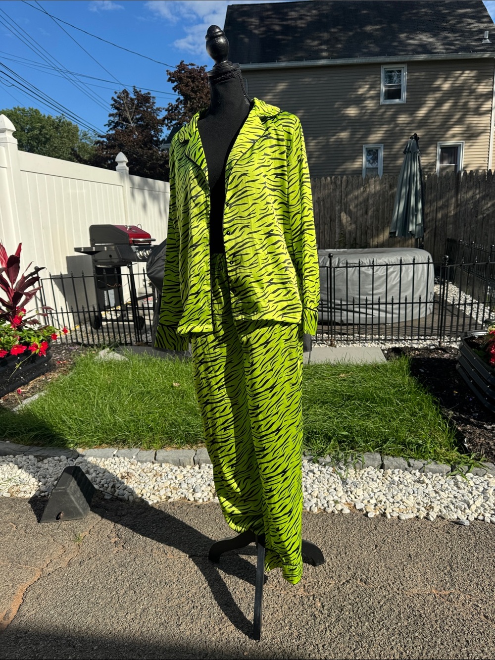 Brave Soul Bright Green and Black Zebra pjs med